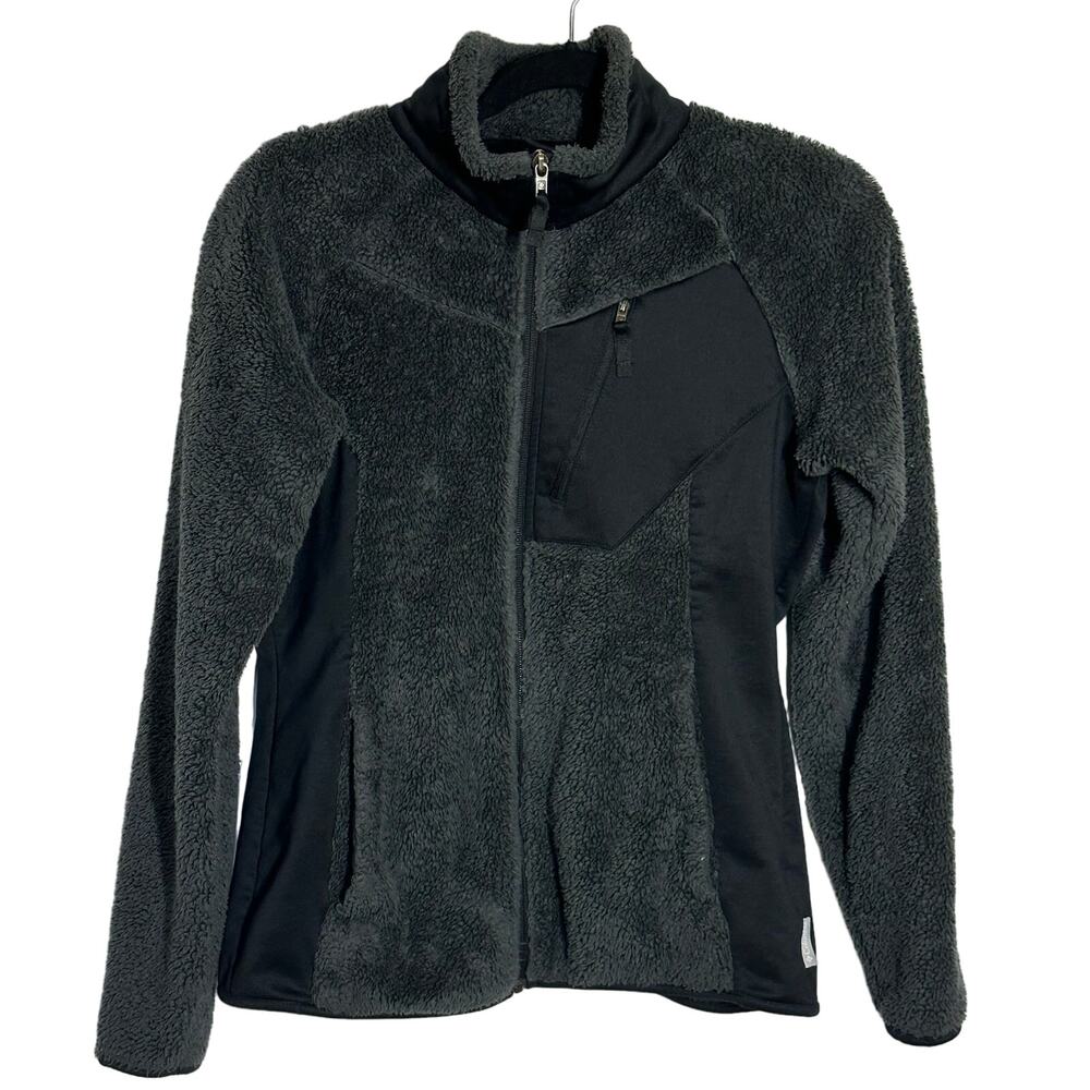Women's Black Gray Columbia Fleece Zip Up Sz M
